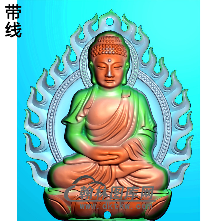 莲花火焰坐姿佛像精雕图（ZFX-118)展示