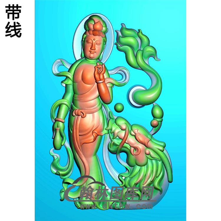 微笑龙观音挂件精雕图（OGY-156)展示
