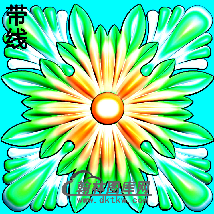 方形洋花精雕图（FXH-022）展示