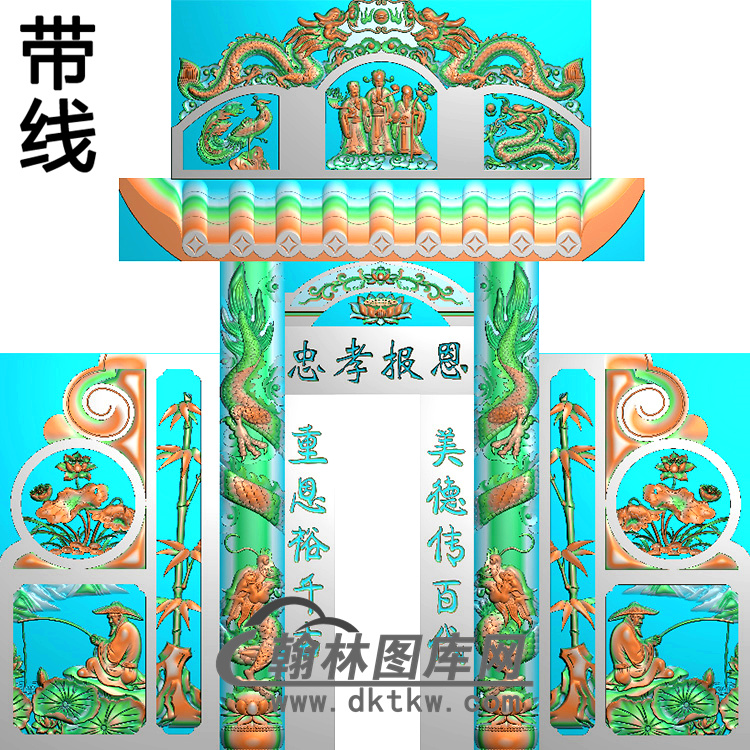 石雕墓碑套图精雕图(ZHTB-1)展示