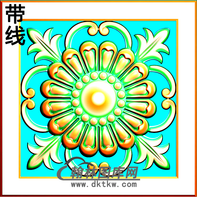 方形洋花精雕图（FXH-035）展示