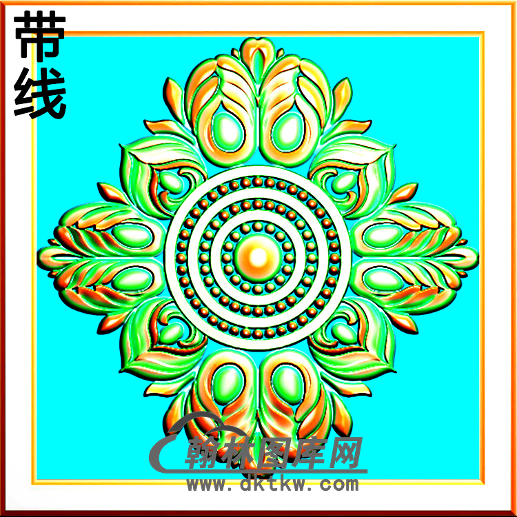 方形洋花精雕图（FXH-036）展示
