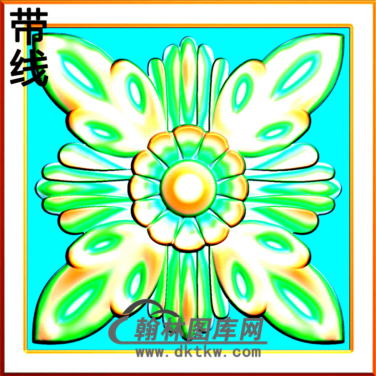 方形洋花精雕图（FXH-038）展示