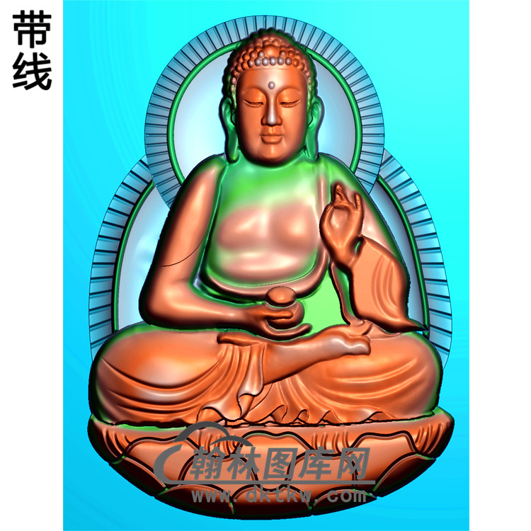 底座背光坐姿佛像精雕图（ZFX-153)展示