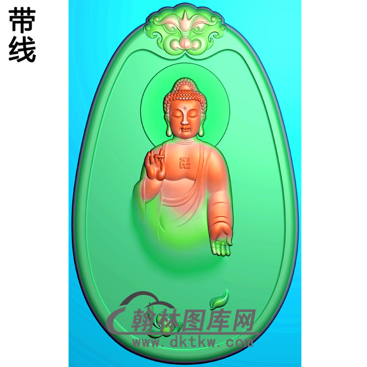 椭圆外框坐姿佛像精雕图（ZFX-155)展示