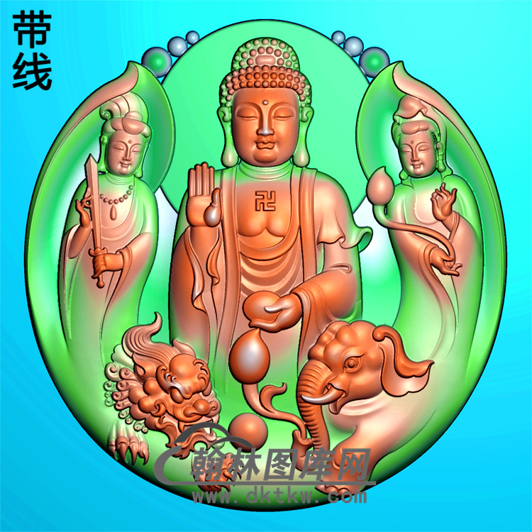 三佛象龙头坐姿佛像精雕图（ZFX-160)展示