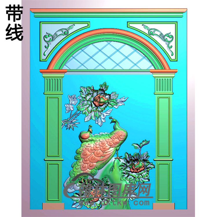 孔雀背景墙精雕图(BJQ-022)展示