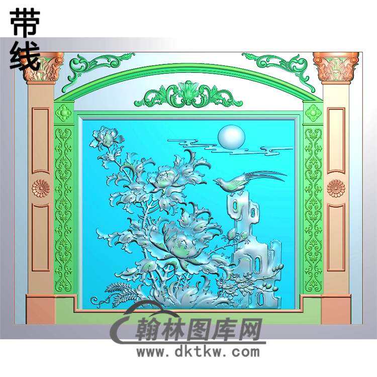 花鸟整体背景墙精雕图(BJQ-033)展示