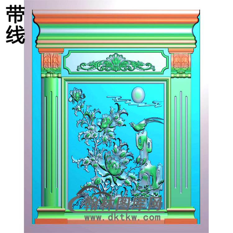 花鸟整体背景墙精雕图(BJQ-040)展示