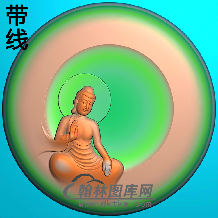 圆形框坐姿佛像精雕图（ZFX-225)展示