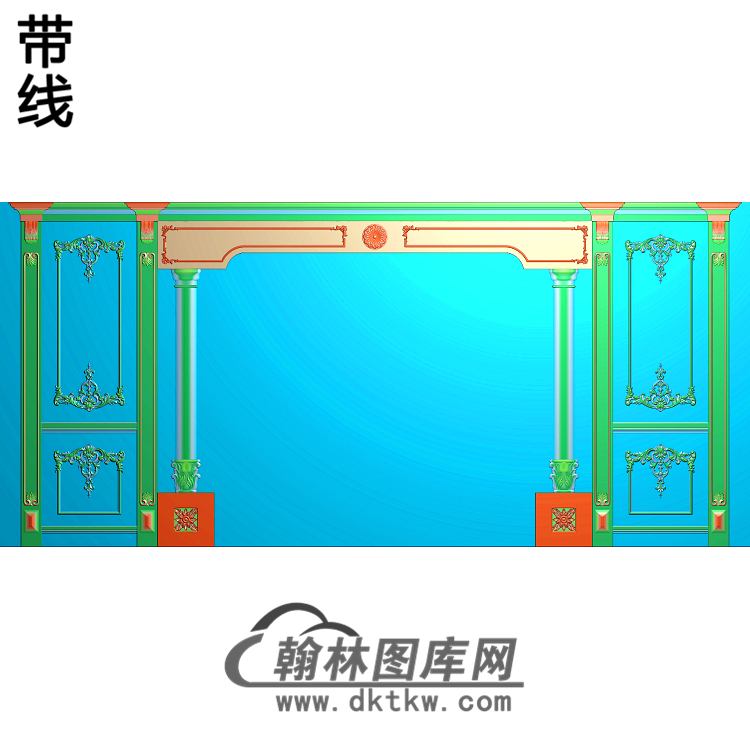 整体背景墙精雕图(BJQ-092)展示