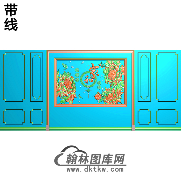 整体背景墙精雕图(BJQ-113)展示