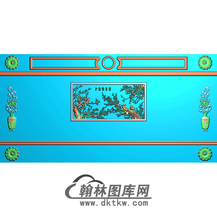 寒梅整体背景墙精雕图(BJQ-161)展示