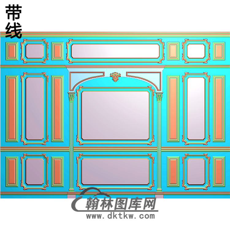 整体背景墙精雕图(BJQ-209)展示