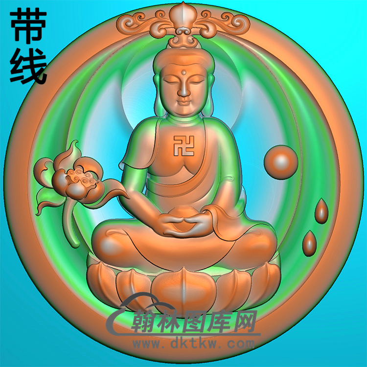 圆形莲花座坐姿佛像精雕图（ZFX-299)展示