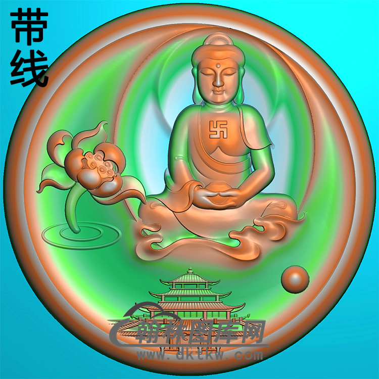 荷花建筑坐姿佛像精雕图（ZFX-361)展示