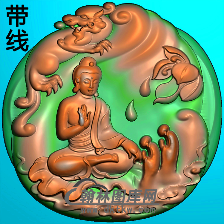 动物多佛拜佛坐姿佛像精雕图（ZFX-376)展示