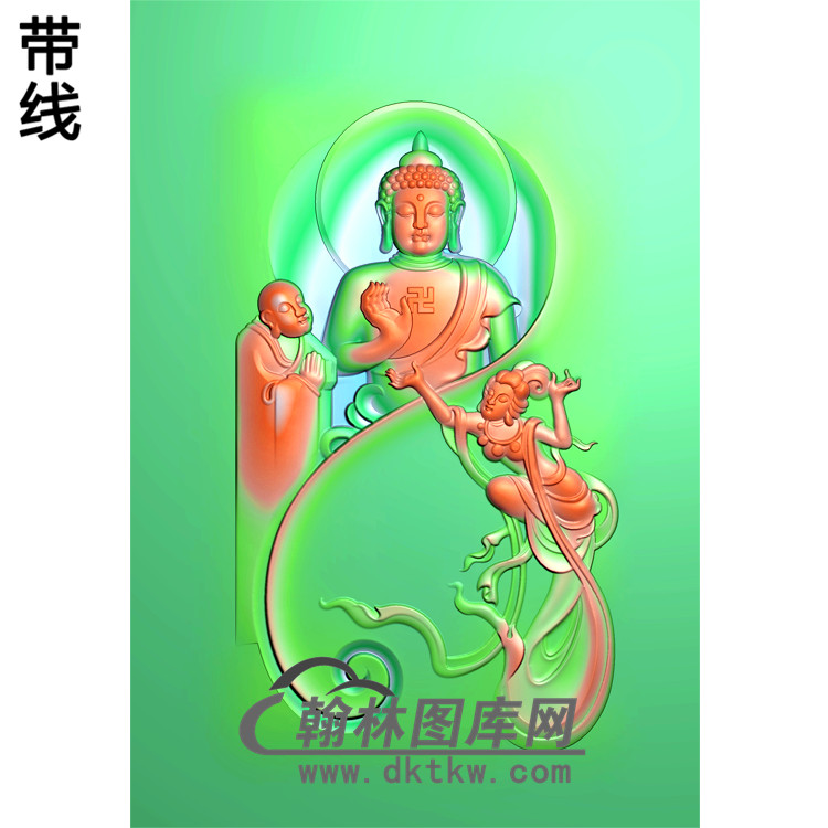 仙女和尚拜佛站姿佛像精雕图（ZFX-029)展示