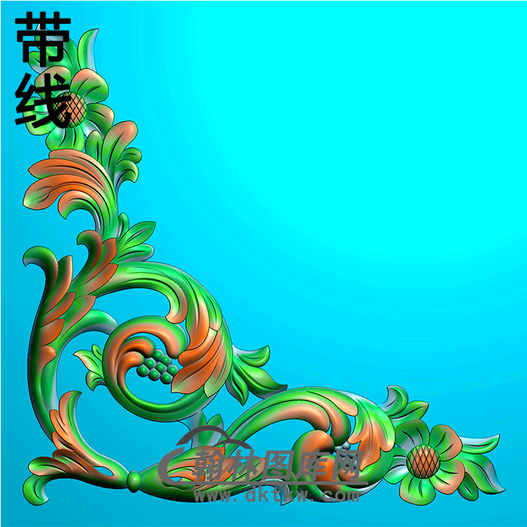 欧式洋花角花精雕图（YJH-131）展示