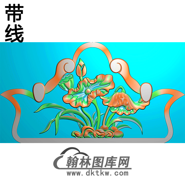 荷花碑头精雕图（MBBT-0428）展示