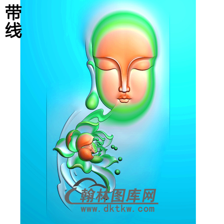 荷花佛头半身佛像精雕图（SFX-152)展示