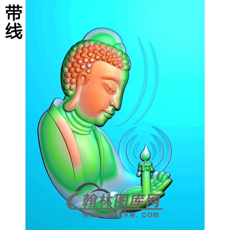 烛光侧脸佛半身佛像精雕图（SFX-175)展示