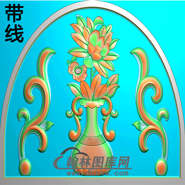 花瓶碑头精雕图（MBBT-0494）展示