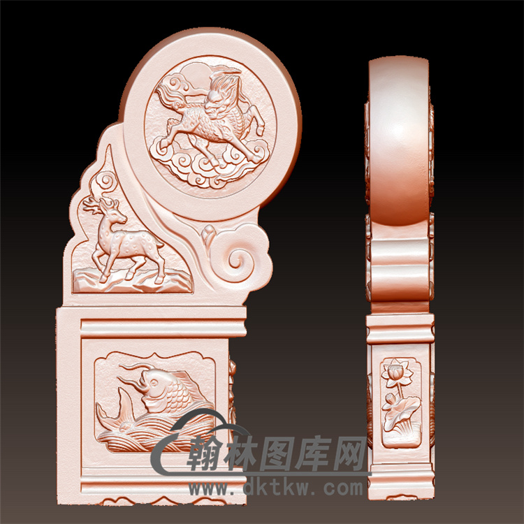 鱼石雕抱鼓石雕门墩圆雕图（YBG-026)展示