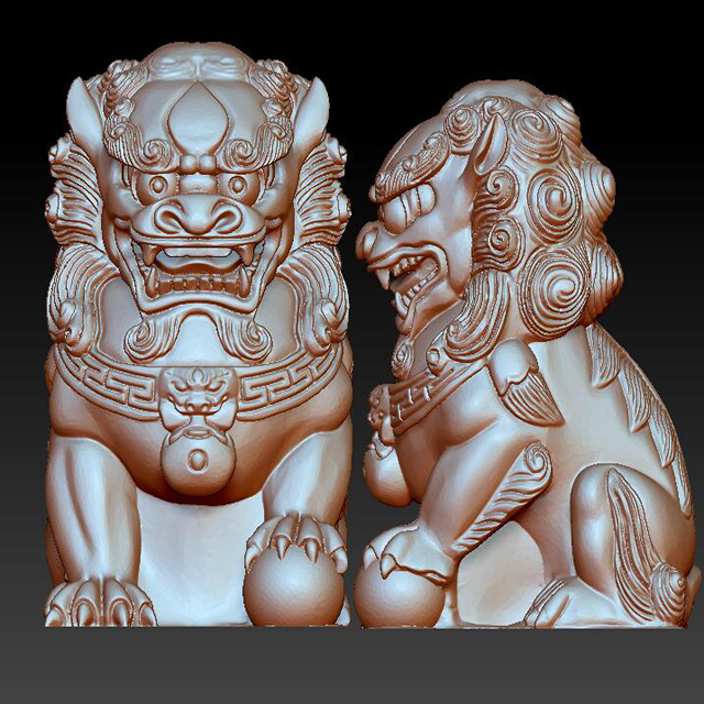 石雕狮子立体圆雕图(YSX-049)展示