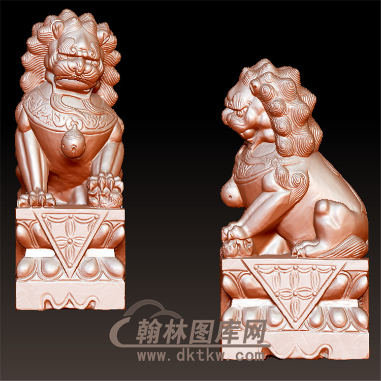 石雕狮子立体圆雕图(YSX-068)展示