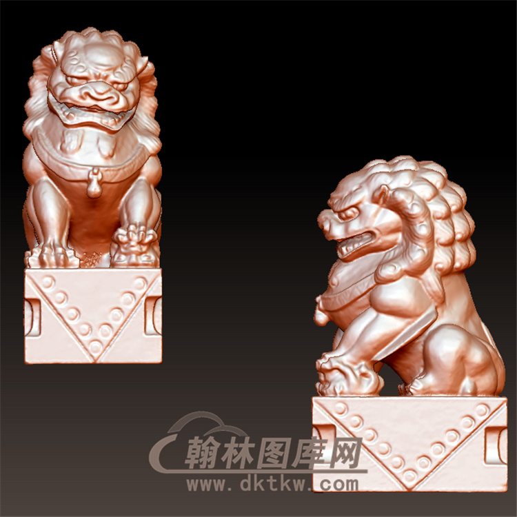 石雕狮子立体圆雕图(YSX-069)展示