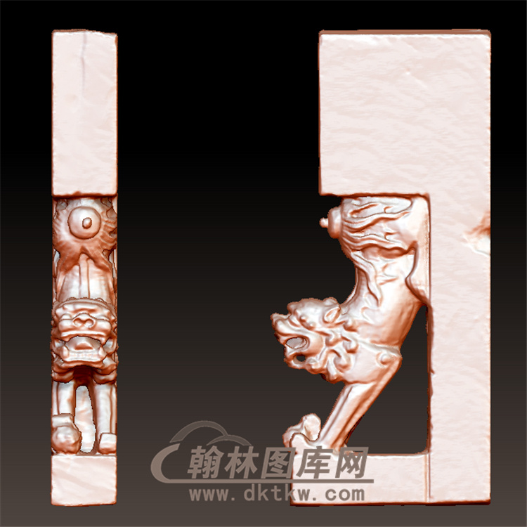 三面石狮圆雕图(YSX-071)展示