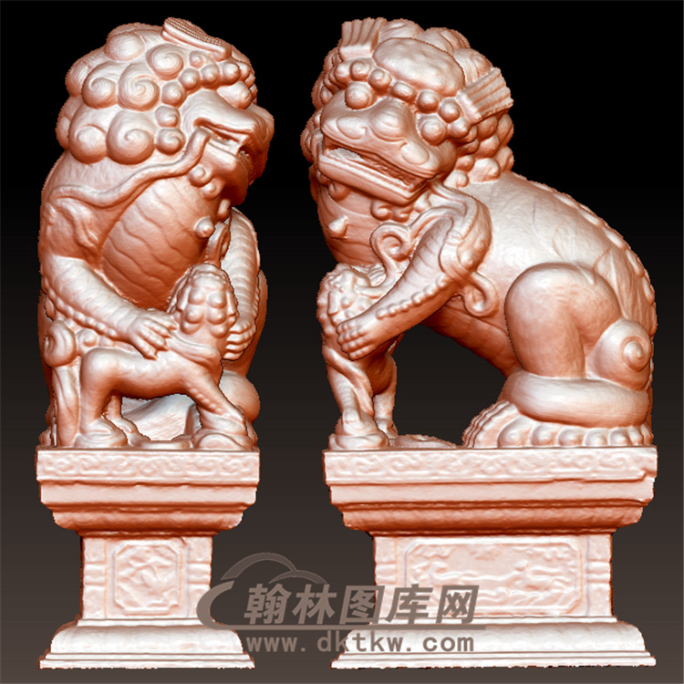 石狮子立体圆雕图(YSX-096)展示