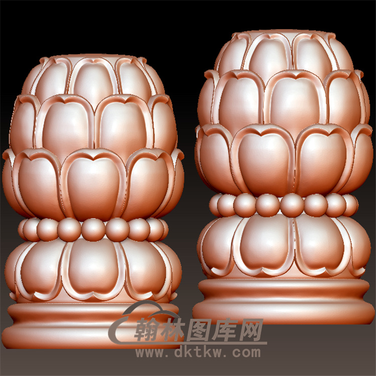 莲花瓣珠子柱头stl立体圆雕图(YZT-002)展示
