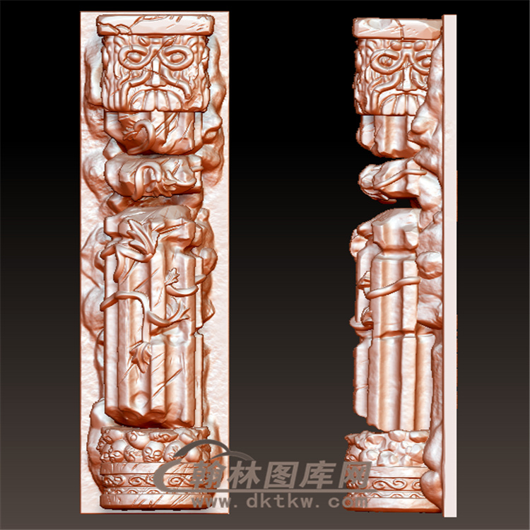神殿死神骷髅头柱子神秘雕塑立体圆雕图(YZT-054)展示