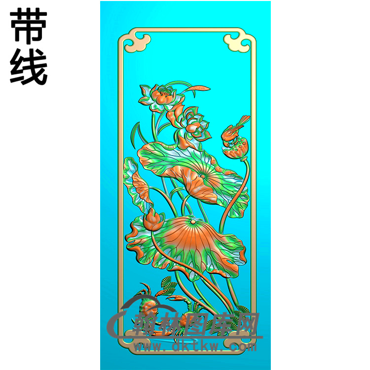 荷花碑板精雕图（MBBB-1460）展示
