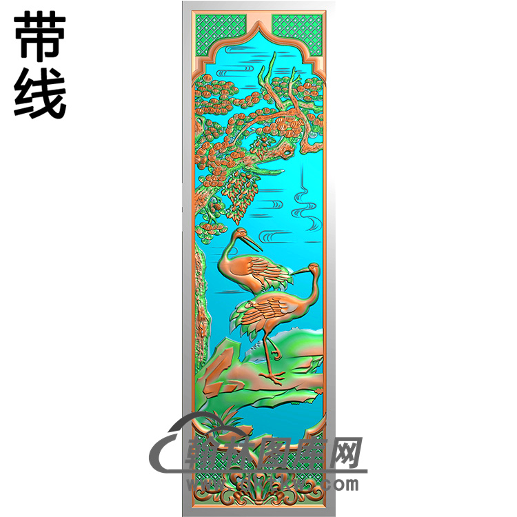 松鹤碑板精雕图（MBBB-1535）展示