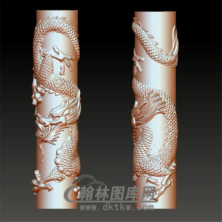 盘龙柱立体圆雕图(YML-011)展示