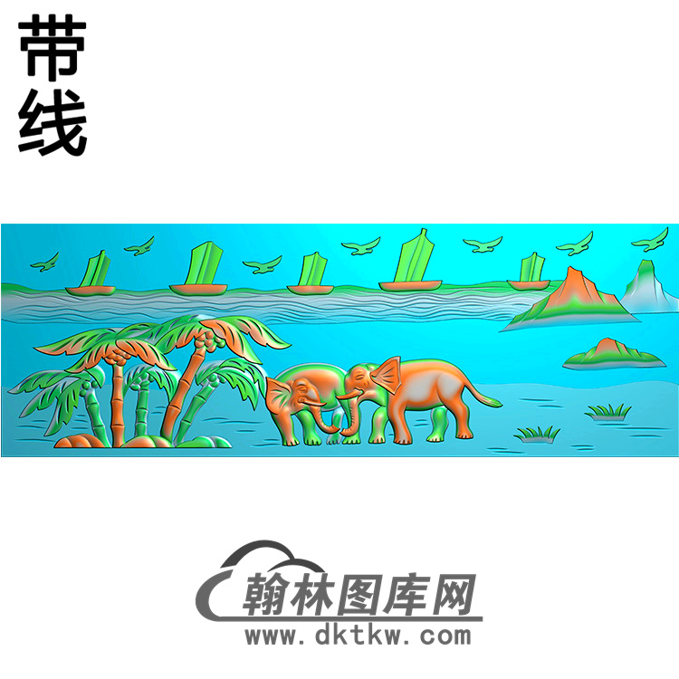 大象碑板精雕图（MBBB-1555）展示