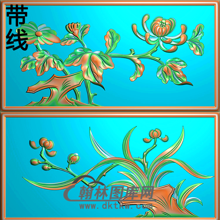 菊花碑板精雕图（MBBB-1563）展示