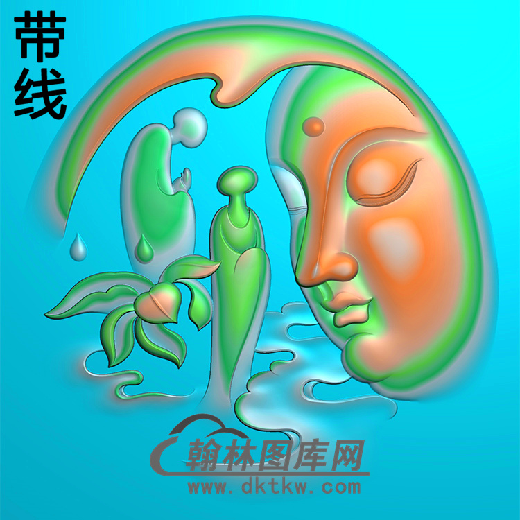 荷花佛头半身佛像精雕图（SFX-222)展示