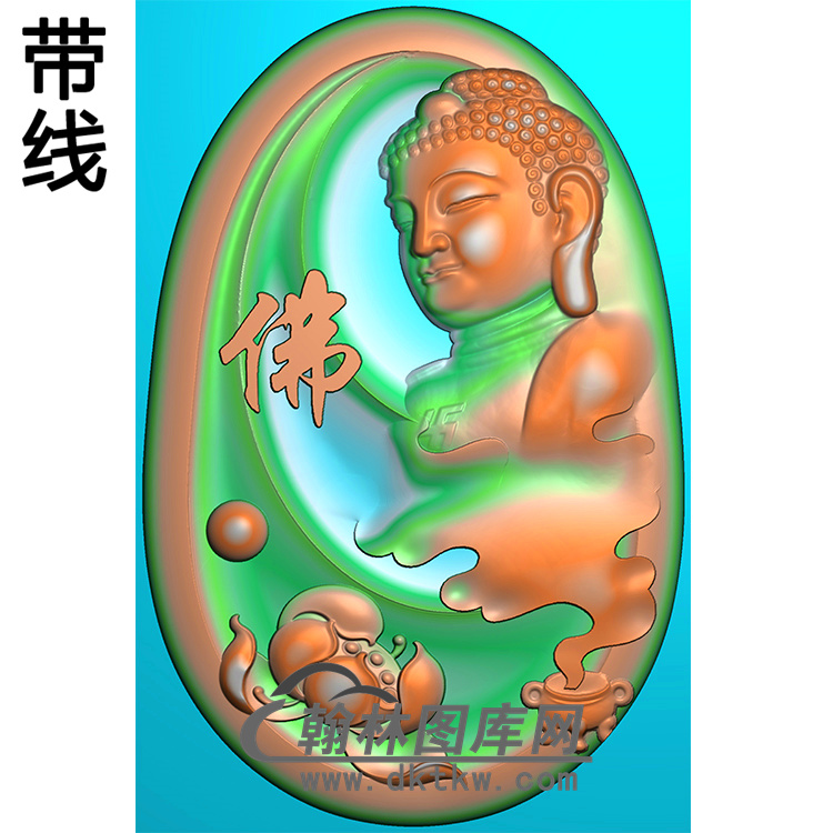 侧脸佛莲花半身佛像精雕图（SFX-296)展示