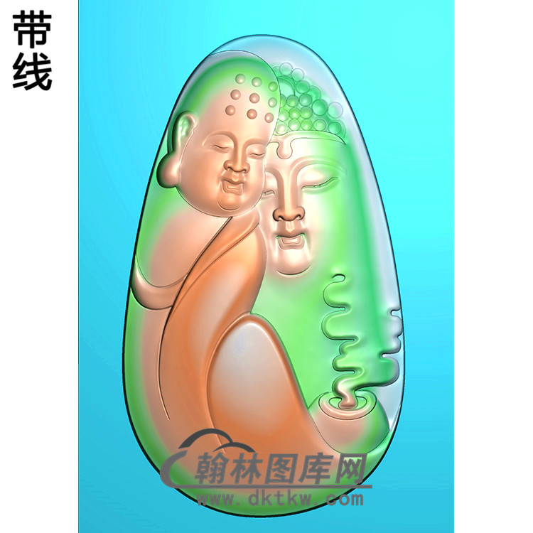 童子拜佛像精品挂件精雕图(带线)（BGY-385)展示