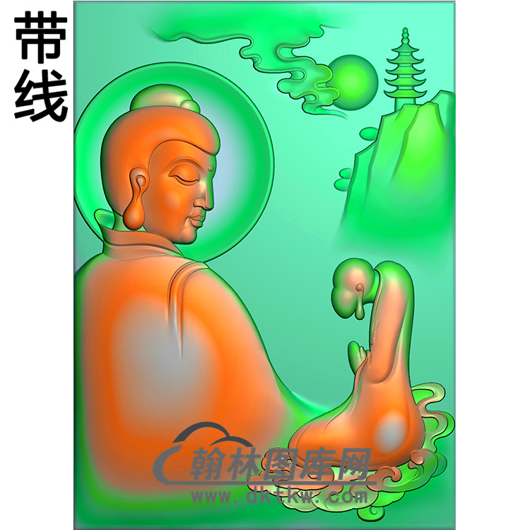 侧脸佛山水佛像精雕图（LFX-032)展示