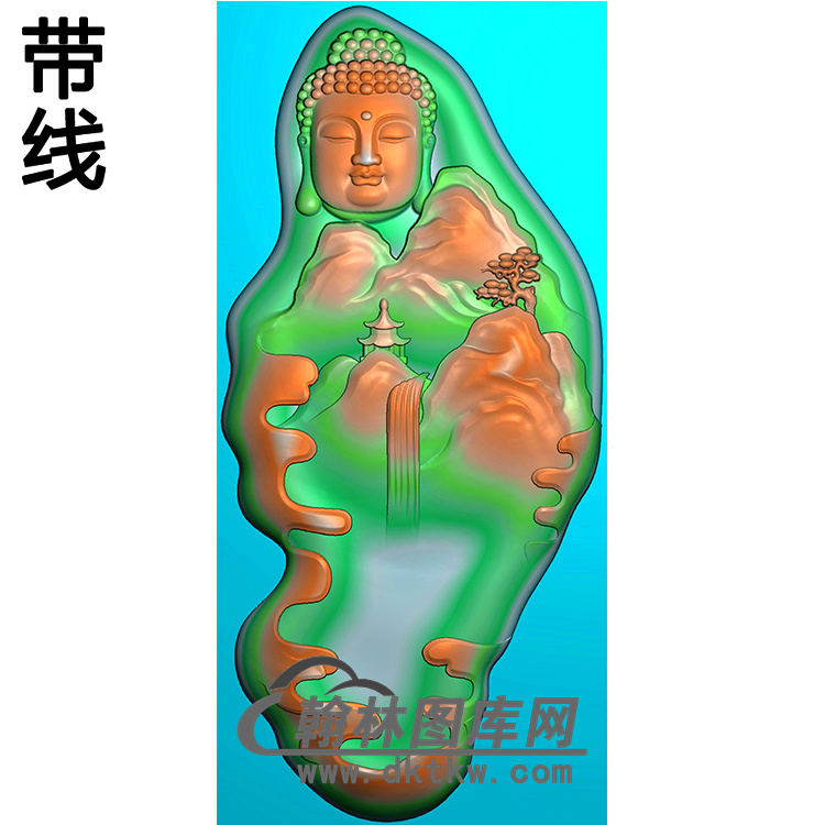 山水如来佛头佛像精雕图（LFX-069)展示