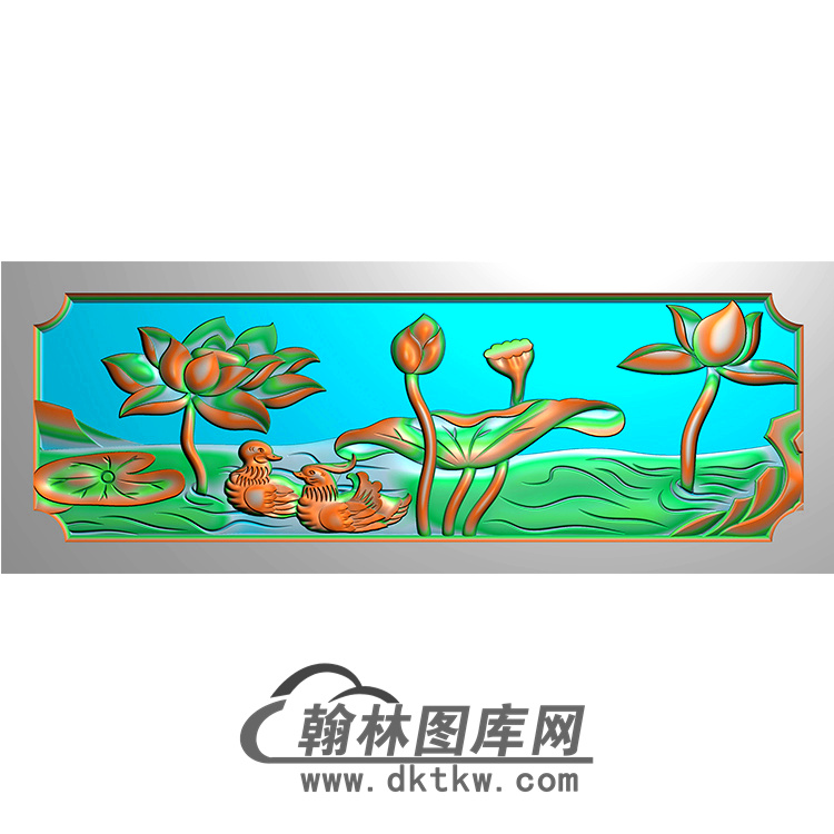 荷花无线碑板精雕图（MBBB-1631）展示