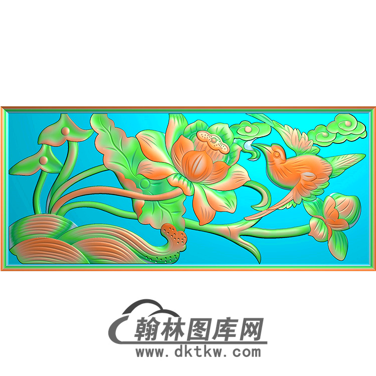 荷花无线碑板精雕图（MBBB-1638）展示