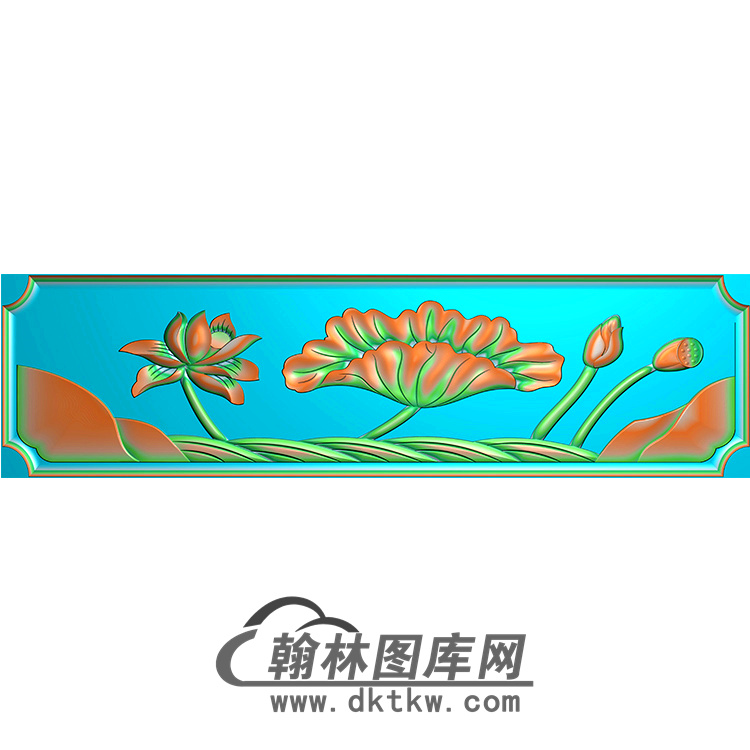 荷花无线碑板精雕图（MBBB-1643）展示