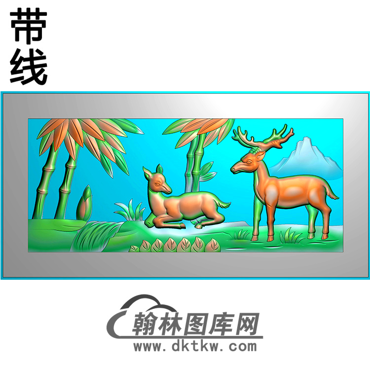 竹子鹿碑板精雕图（MBBB-1660）展示