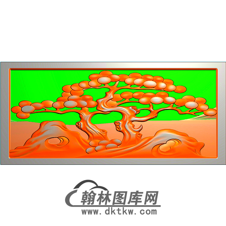 松鹤无线碑板精雕图（MBBB-1677）展示